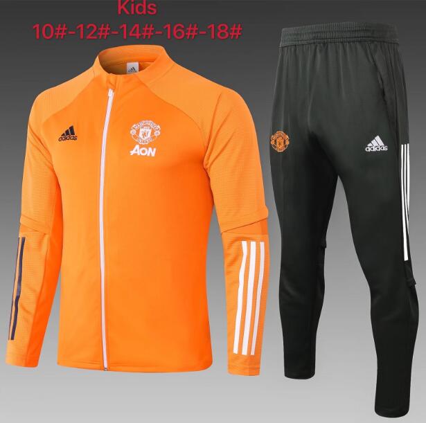 Kids Manchester United Orange Training Suits Youth Jacket with Pants 2020/21